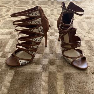 Snakeskin lace up heels